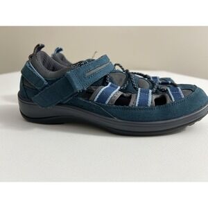 Orthofeet Naples women's blue suede closed-toe sandals